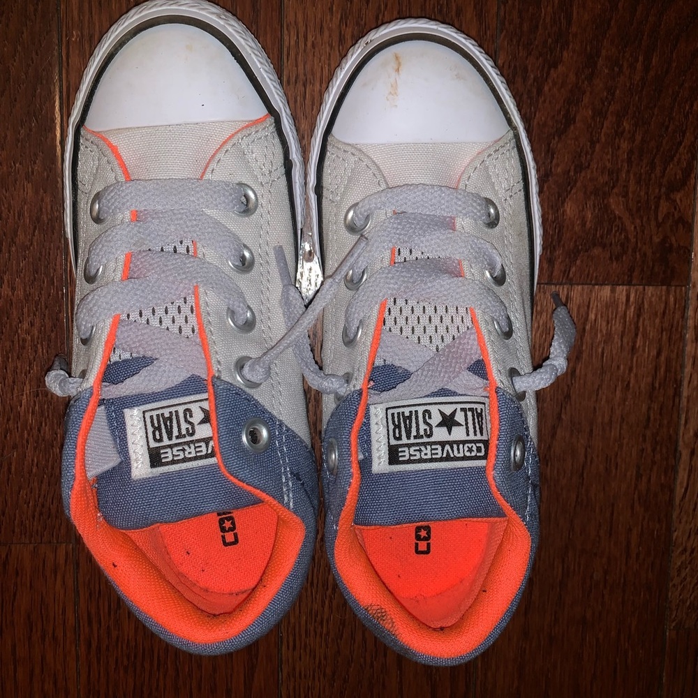 Boys White, Orange, and Blue Converse